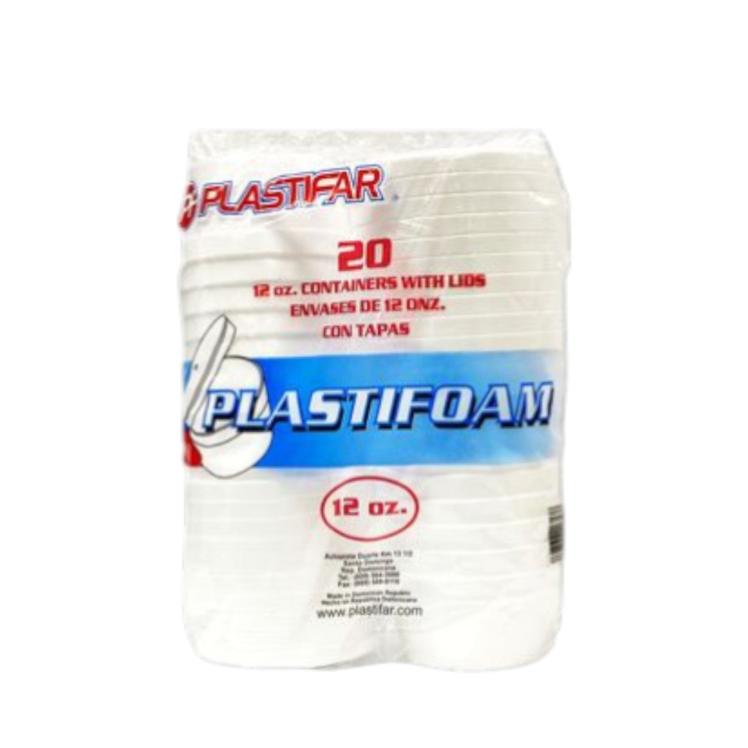 ENVASE DE FOAM CON TAPA 12OZ 20U