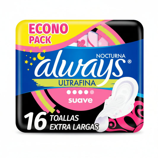 TOALLA SANITARIA UF LARGAS NOCHE 16PZ