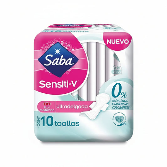 TOALLA SENSITI-V FLUJO MODERADO 10U