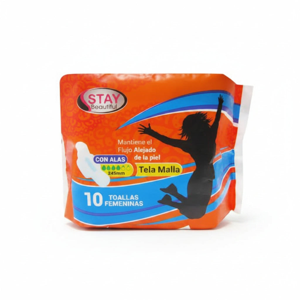 TOALLA SANITARIA CON ALAS TELA MALLA 10U