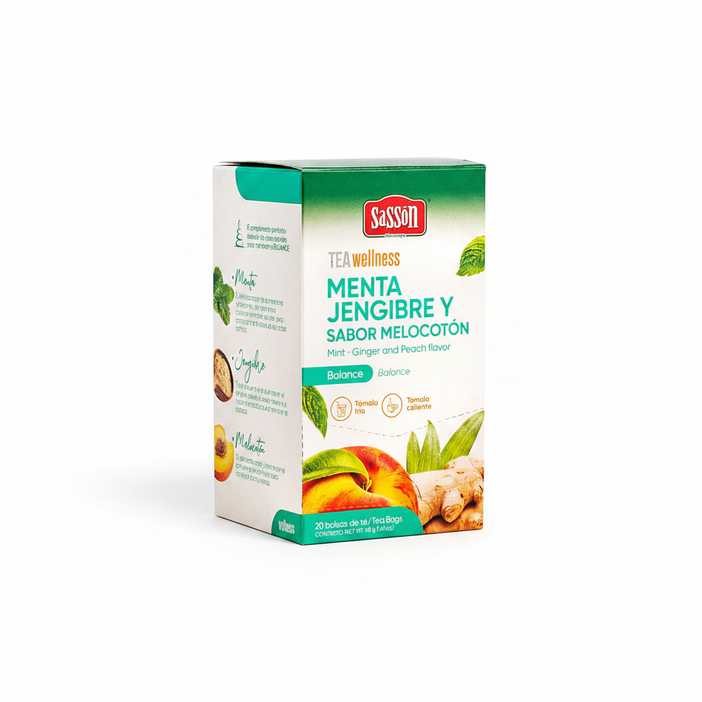 TÉ JINGIBRE/DURAZNO/MENTA SASSON 40GR