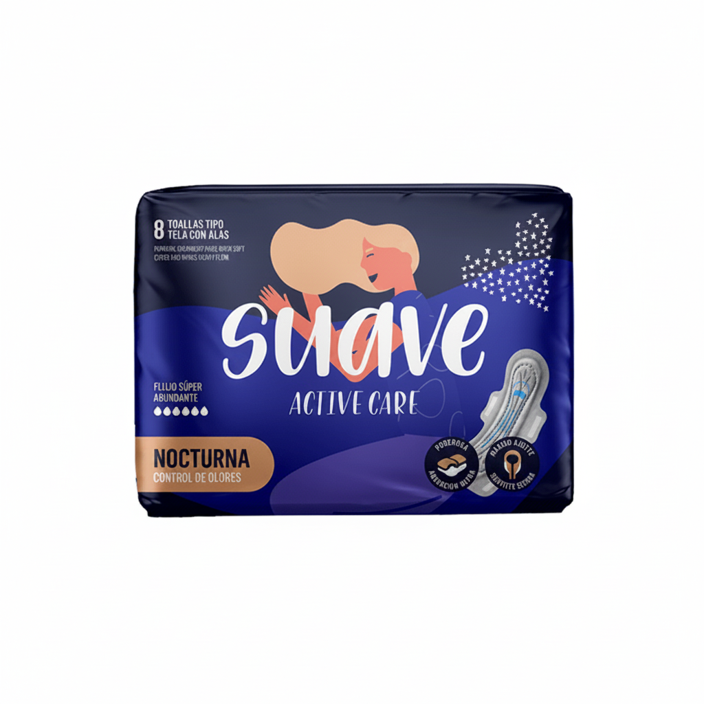 TOALLAS FEMENINAS NOCTURNAS SUAVE ACTIVE 8U