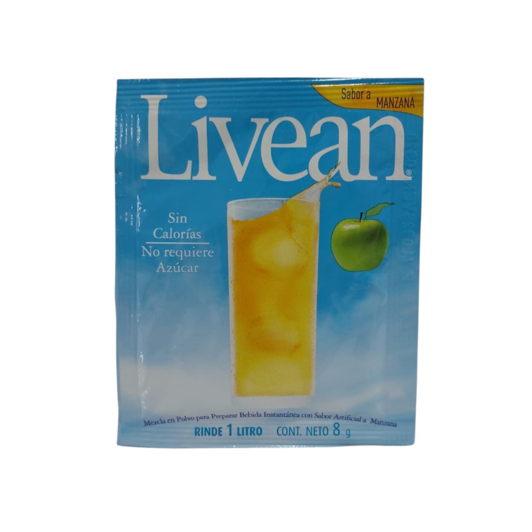 BEBIDA INST. SIN AZUCAR MANZANA LIVEAN 8GR