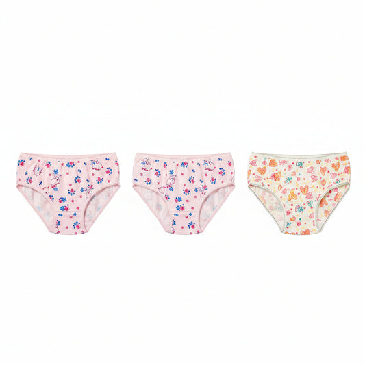 PANTY DE NIÑA DE FLOR, CORAZÓN, CONEJOS 3U