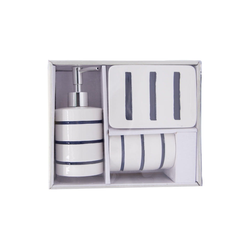 SET DE BAÑO CERÁMICO CON RAYAS 3PZS