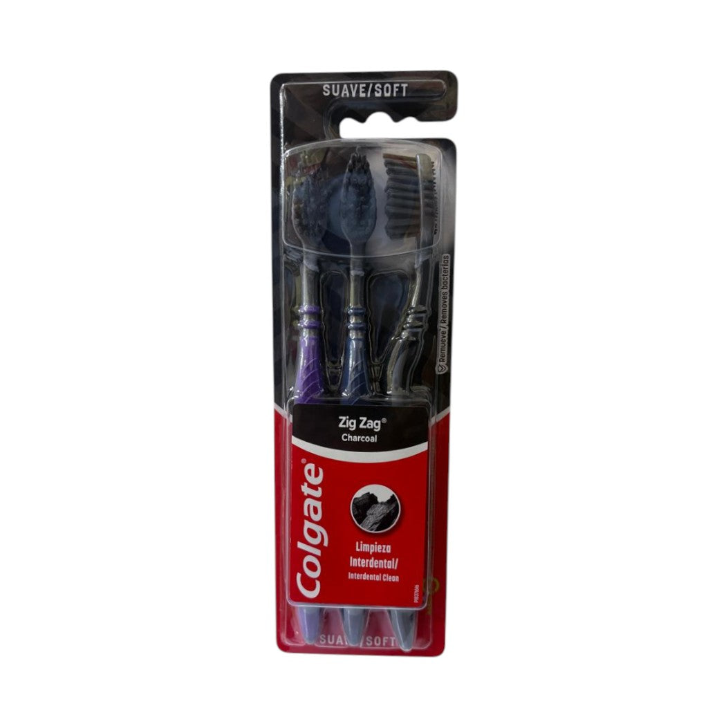 CEPILLO DENTAL ZIGZAG CHARCOAL 3PACK