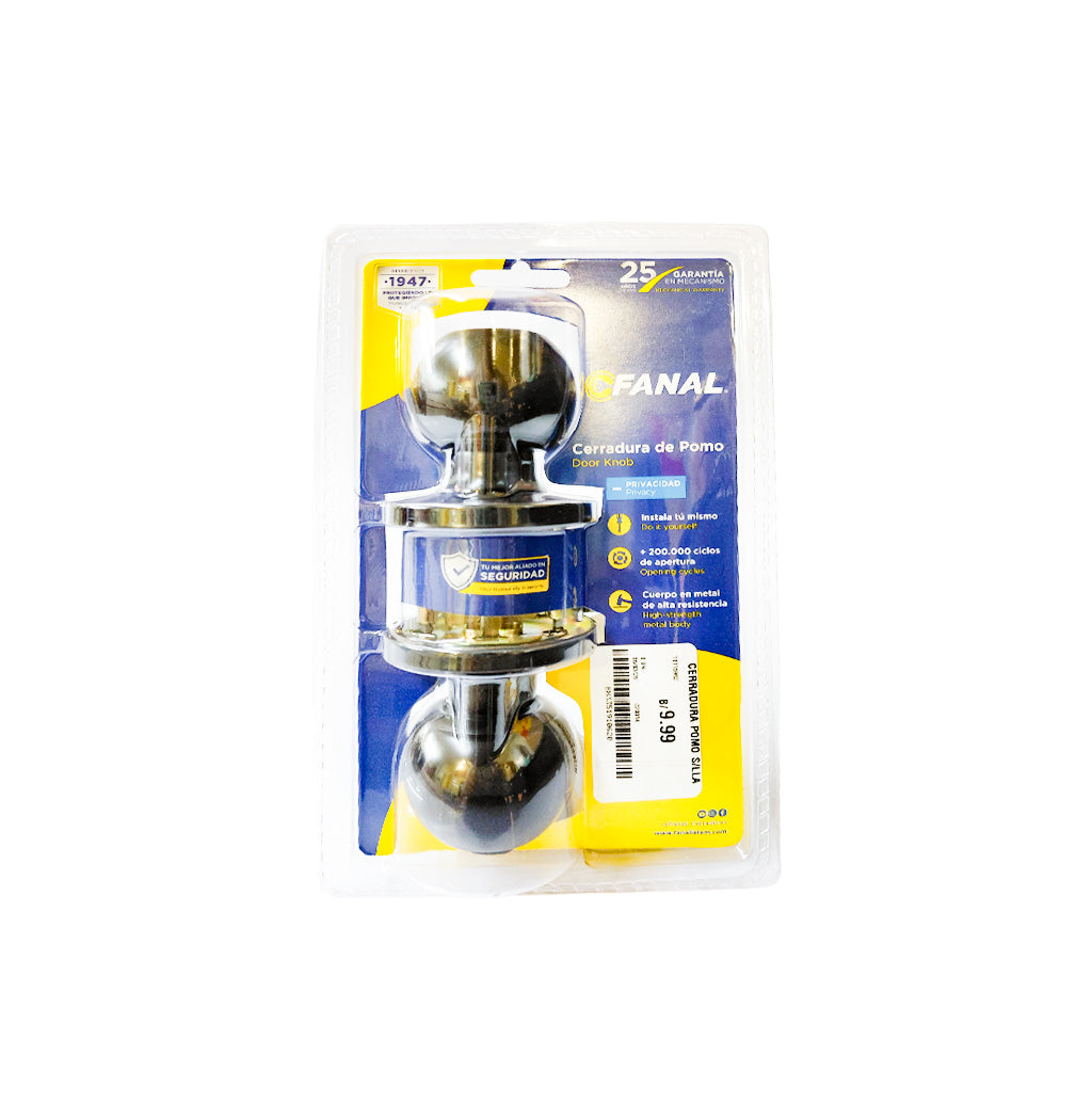 CERRADURA POMO NEGRO MATE SIN LLAVE  BEST VALUE