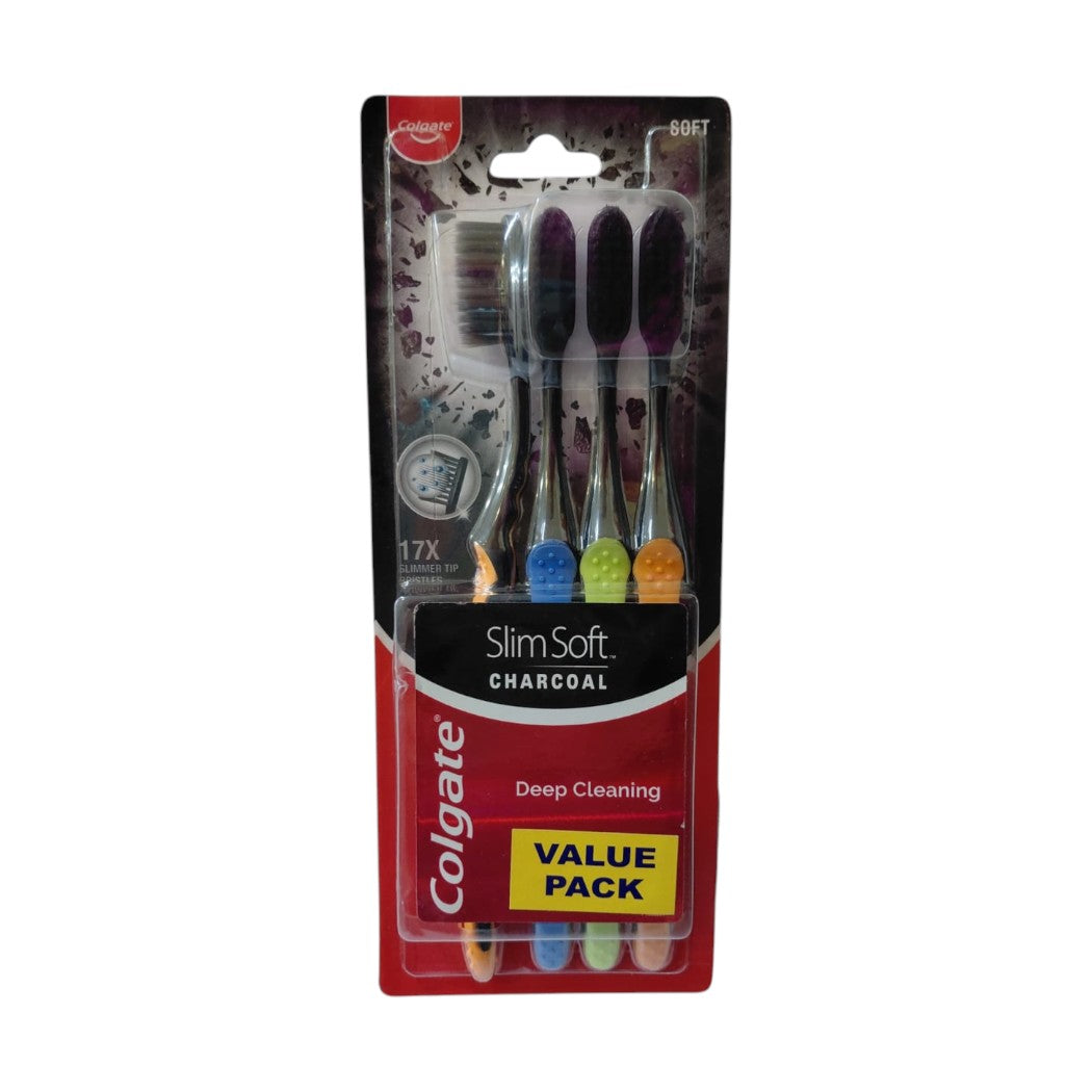 CEPILLO DENTAL SLIM SOFT CHARC 4PACK