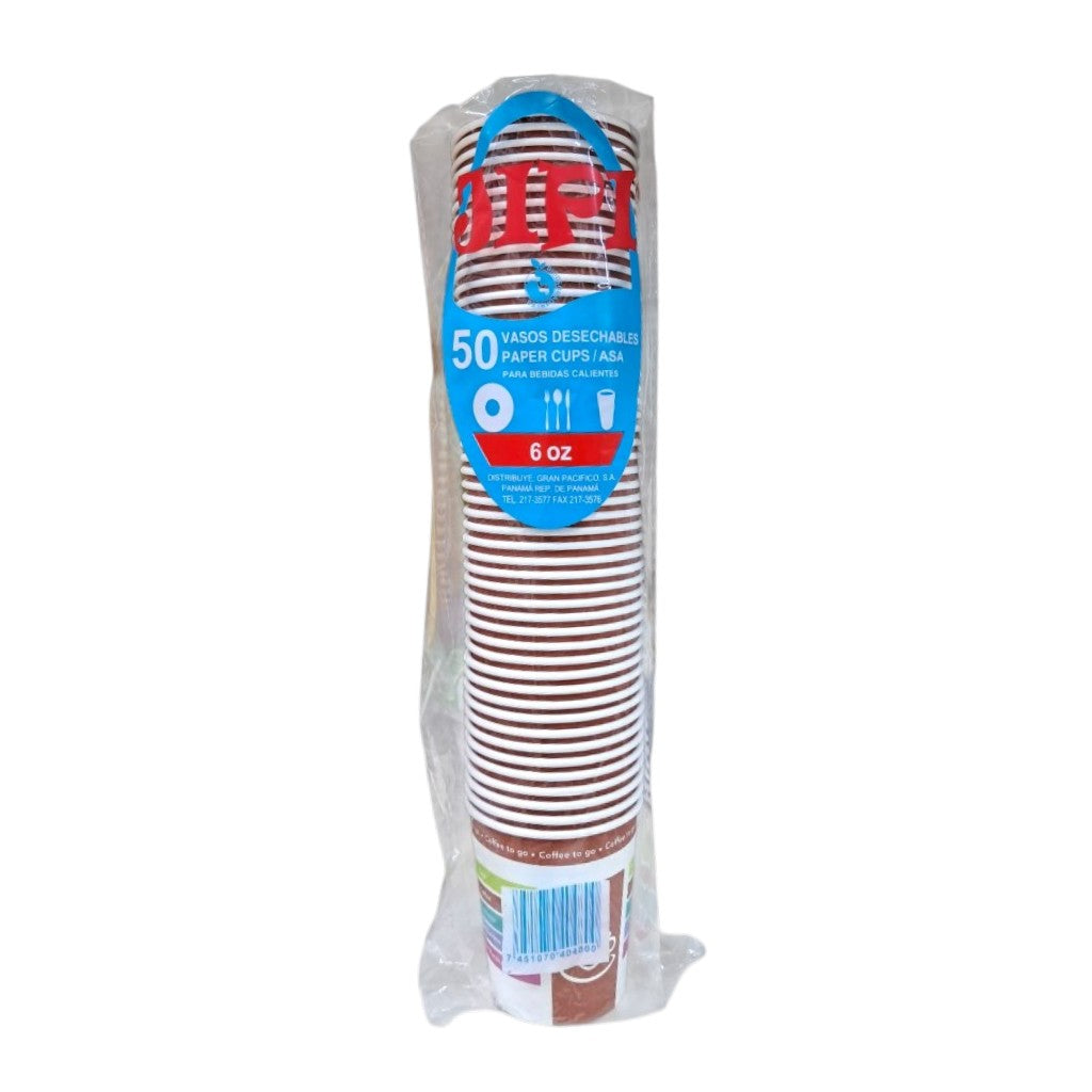 VASOS PARA BEBIDA CALIENTE JIPI 6OZ 50U